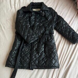 T.W.S. Collection Black Quilted Coat with belt – Size 5/6